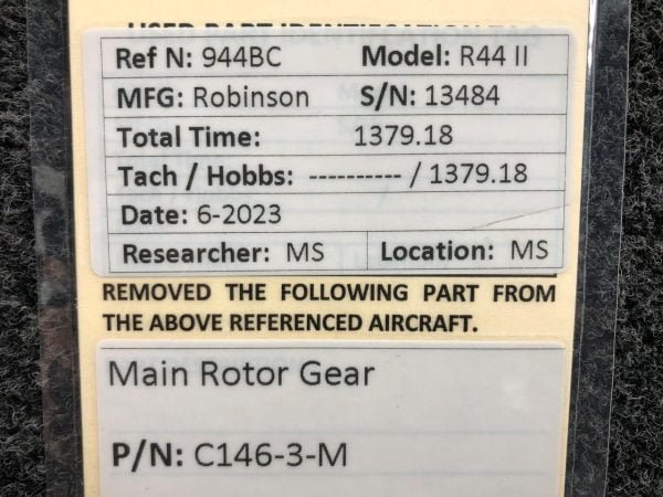 R44II Internal Main-Rotor Gear